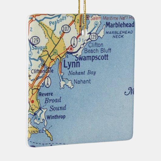Lynn MA  Map Keramisch Ornament (Rechts)