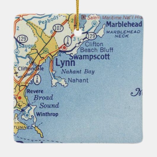 Lynn MA  Map Keramisch Ornament (Achterkant)