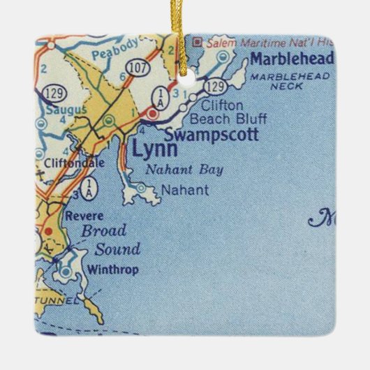 Lynn MA  Map Keramisch Ornament (Voorkant)
