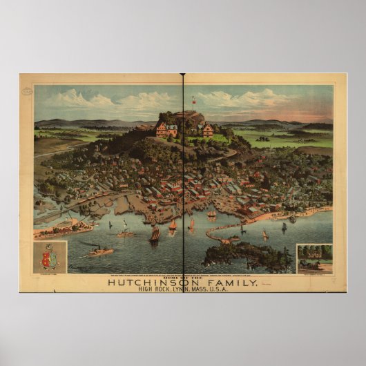 Lynn Massachusetts 1881 Antiek Panorama Poster (Voorkant)