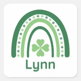 Lynn Name Clover Boho Rainbow Vierkante Sticker