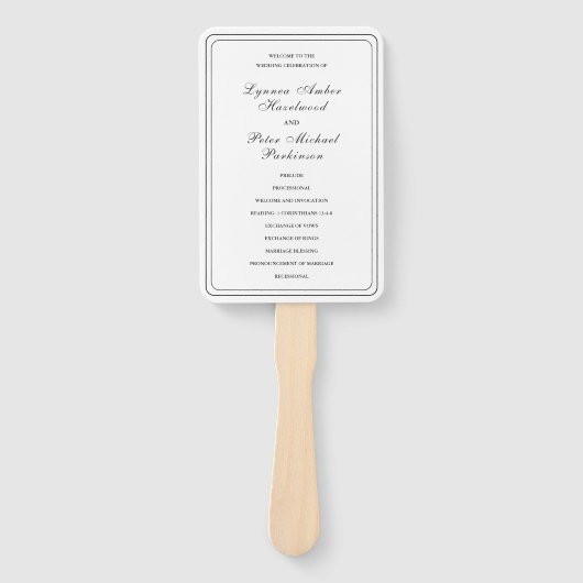 Lynnea eenvoudige elegante bruiloft programma handwaaier (Voorkant)