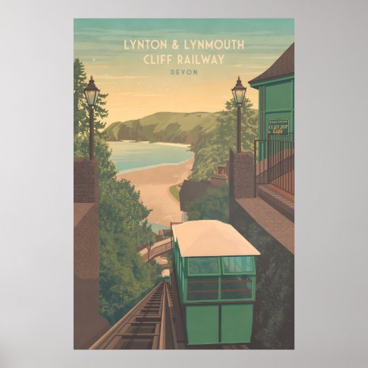 Lynton en Lynmouth Cliff Railway Reisposter Poster (Voorkant)