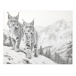 Lynx Animal Predator Wild Natuur Ink Schets Stijl Notitieblok
