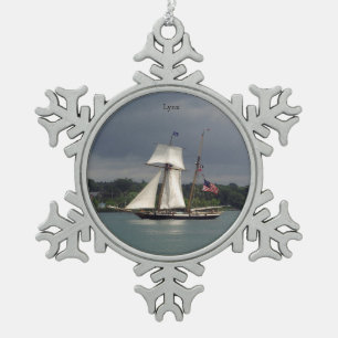 Lynx-bal of sneeuwvlokkerhangertje tin sneeuwvlok ornament