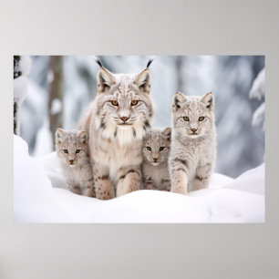 Lynx Dierenfamilie Wandering Natuur Poster
