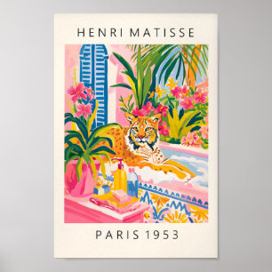 Lynx in bad Grappig Poster, Matisse Art Print, geb Poster