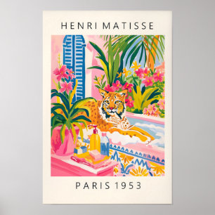 Lynx in badkuip grappige poster, Matisse-kunstprin Poster