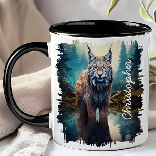 Lynx in bosmeerreflectie mok