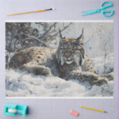 Lynx in de sneeuw decoupage tissuepapier (Craft)