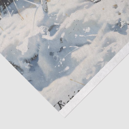 Lynx in de sneeuw decoupage tissuepapier (Detail)