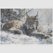 Lynx in de sneeuw decoupage tissuepapier (Voorkant)