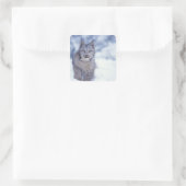 Lynx in de sneeuw in de uitlopers vierkante sticker (Tas)