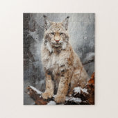 Lynx in de winter legpuzzel (Verticaal)