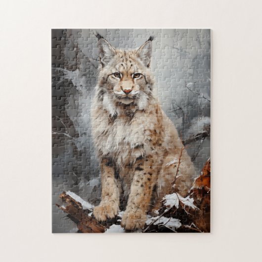 Lynx in de winter legpuzzel (Verticaal)