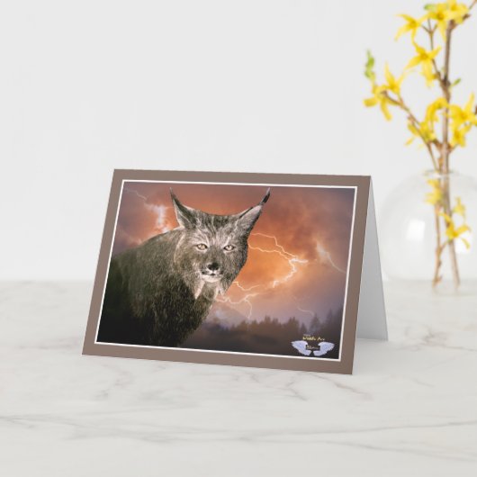 Lynx in een verlichtingsstorm kaart (Gele Bloem)
