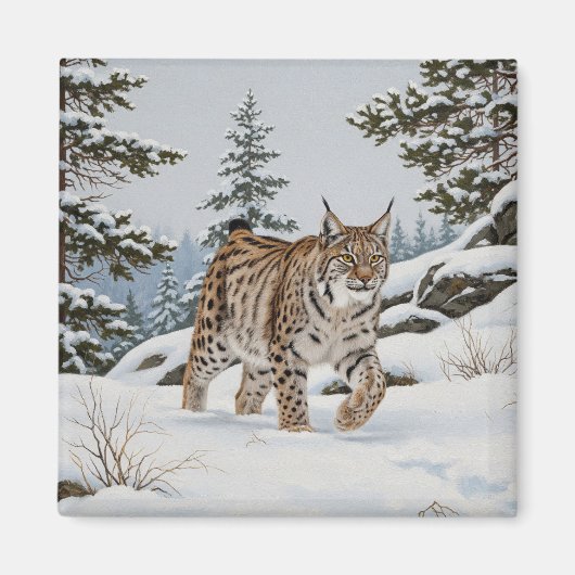 Lynx in Fulufjället Nationaal Park Zweden Reizen Magneet (Voorkant)