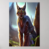 Lynx in het wandelende dorp | AI Art Poster (Voorkant)