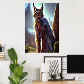 Lynx in het wandelende dorp | AI Art Poster (Thuiskantoor)