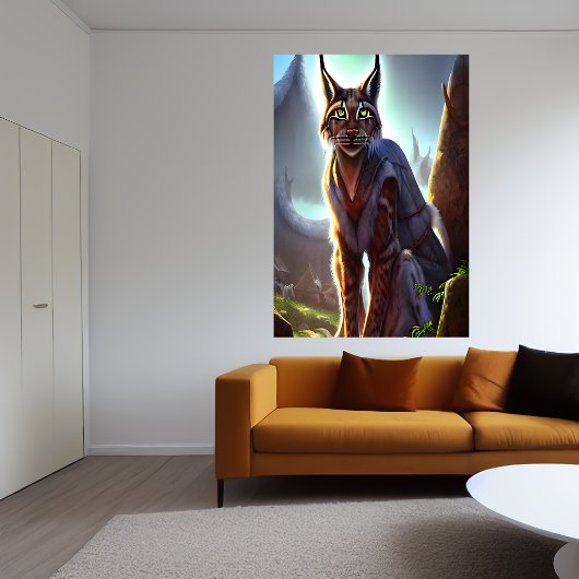 Lynx in het wandelende dorp | AI Art Poster