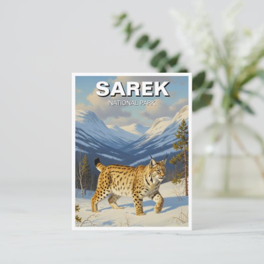 Lynx in Sarek Nationaal Park Zweden Reizen Briefkaart (Staand voorkant)