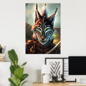 Lynx in wandelkleding | AI Art Poster (Thuiskantoor)