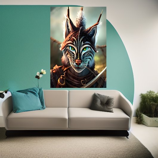 Lynx in wandelkleding | AI Art Poster