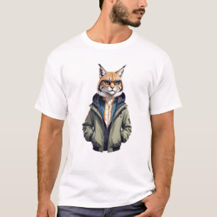 Lynx met hoodie Grappig Cool Dier karakter T-shirt