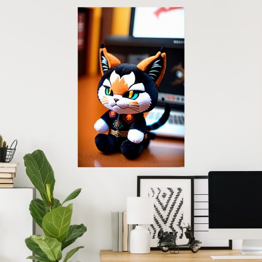 Lynx plush speelgoed | AI Art. Poster (Thuiskantoor)