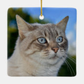 Lynx Point Cat met Blue Eyes Keramisch Ornament (Achterkant)