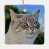 Lynx Point Cat met Blue Eyes Keramisch Ornament (Voorkant)