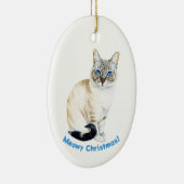 Lynx Point Siamese Cat Custom Meowy Kerstmis Keramisch Ornament (Rechts)