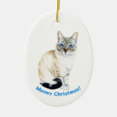 Lynx Point Siamese Cat Custom Meowy Kerstmis Keramisch Ornament (Voorkant)
