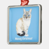 Lynx Point Siamese Cat Custom Meowy Kerstmis Metalen Ornament (Links)