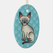 Lynx Point Siamese Cat Cute Cartoon Illustratie Keramisch Ornament (Rechts)