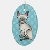 Lynx Point Siamese Cat Cute Cartoon Illustratie Keramisch Ornament (Links)