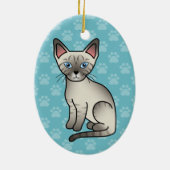 Lynx Point Siamese Cat Cute Cartoon Illustratie Keramisch Ornament (Achterkant)