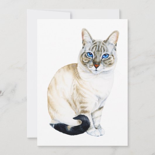 Lynx Point Siamese Cat Hand-Painted Waterverf (Voorkant)