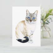 Lynx Point Siamese Cat Hand-Painted Waterverf (Staand voorkant)