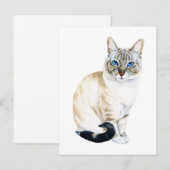 Lynx Point Siamese Cat Hand-Painted Waterverf Briefkaart (Voorkant / Achterkant)