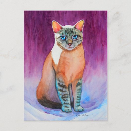 Lynx Point Siamese Cat op Kat Angels Briefkaart (Voorkant)