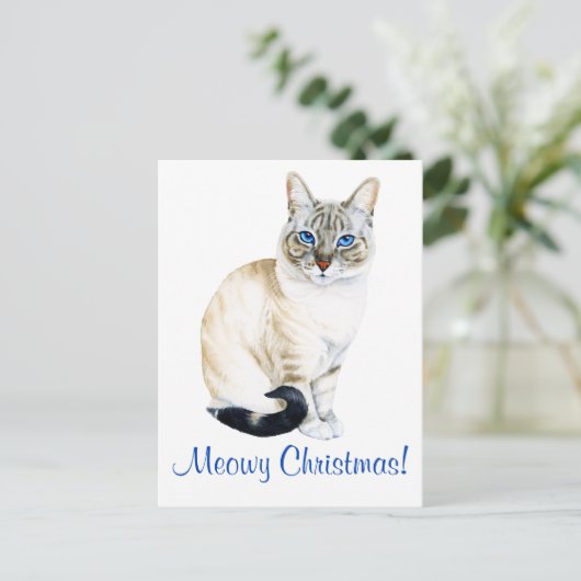 Lynx Point Siamese Cat Persoonlijke kerstmis Feestdagenkaart (Staand voorkant)