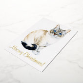 Lynx Point Siamese Cat Persoonlijke kerstmis Folie Feestdagenkaart (Gedraaid)