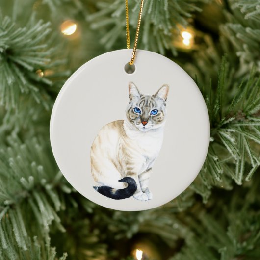 Lynx Point Siamese Cat Persoonlijke kerstmis Keramisch Ornament (Boom)
