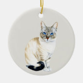Lynx Point Siamese Cat Persoonlijke kerstmis Keramisch Ornament (Voorkant)