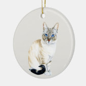 Lynx Point Siamese Cat Persoonlijke kerstmis Keramisch Ornament (Links)