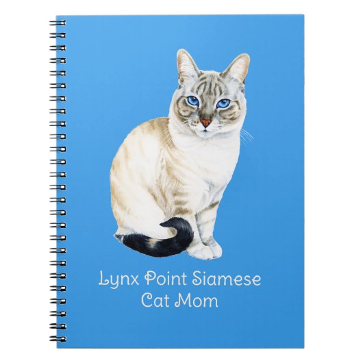 Lynx Point Siamese Cat Waterverf Notitieboek (Voorkant)
