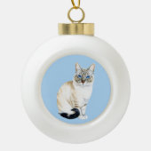 Lynx Point Siamese Cat Winter Holiday Pun Keramische Bal Ornament (Voorkant)