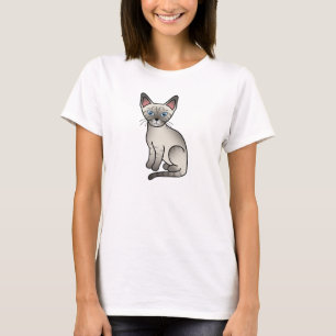 Lynx Point Siamese Kat Cute Cartoon Illustratie T-shirt