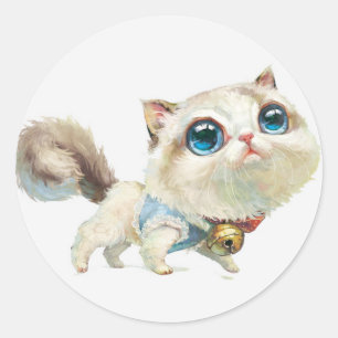 Lynx Point Siamese Kat Karakter Stickers- 6 Ronde Sticker